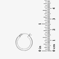 Sterling Silver Glitter and Polished Hoops 2 Piece Earrings Set