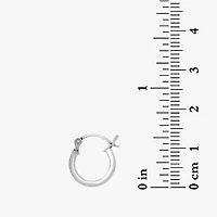 Sterling Silver Glitter and Polished Hoops 2 Piece Earrings Set