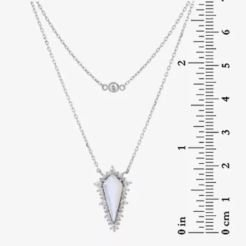 Womens White Mother Of Pearl Sterling Silver 18 Inch Pendant Necklace