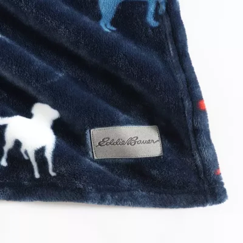 Eddie Bauer Buddy The Dog Plush Reversible Lightweight Throw
