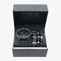 American Exchange Mens Black Leather Strap Watch 8038b-42-G02