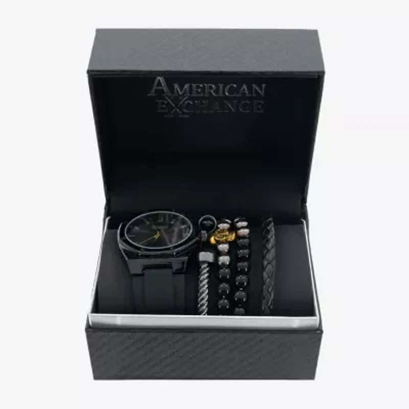 American Exchange Mens Black Strap Watch 9801b-42-G02