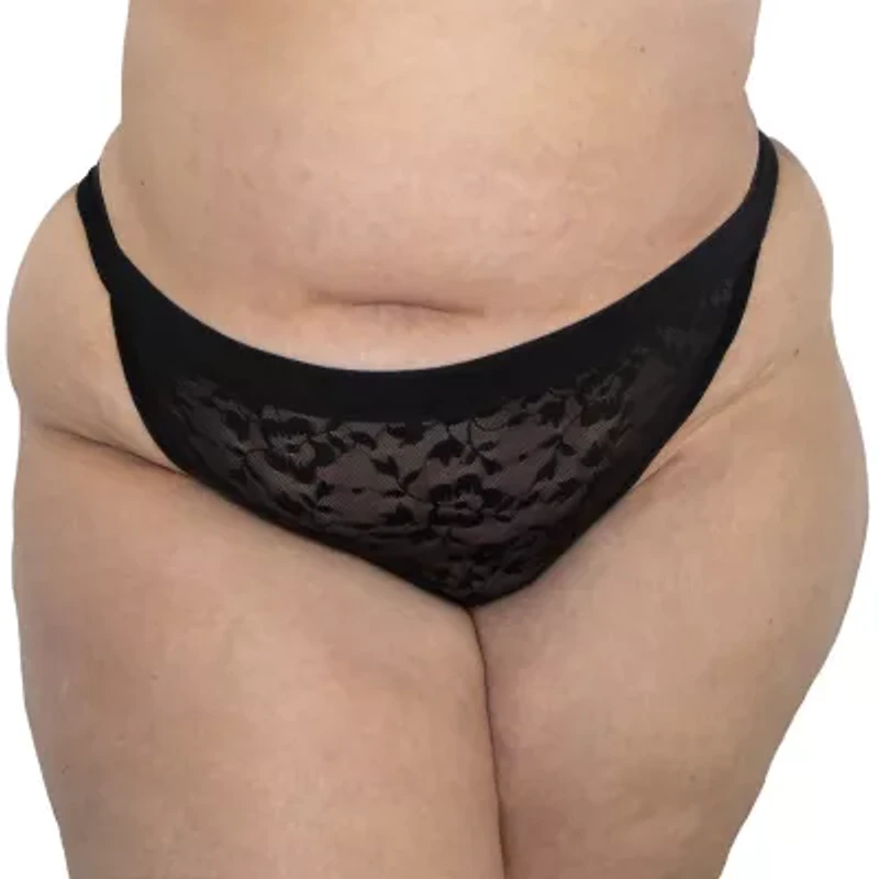 Curvy Couture No Show Lace String Bikini Panty - 1382