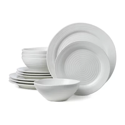 Oneida Ridge White 12-pc. Stoneware Dinnerware Set