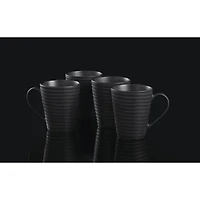 Oneida Ridge Black 4-pc. Stoneware Mug Set