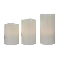 Northlight Led Frosted "Merry" Wax Pillar - 6in - Set Of 3 Flameless Candle