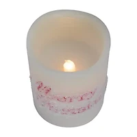 Northlight Led Frosted "Merry" Wax Pillar - 6in - Set Of 3 Flameless Candle