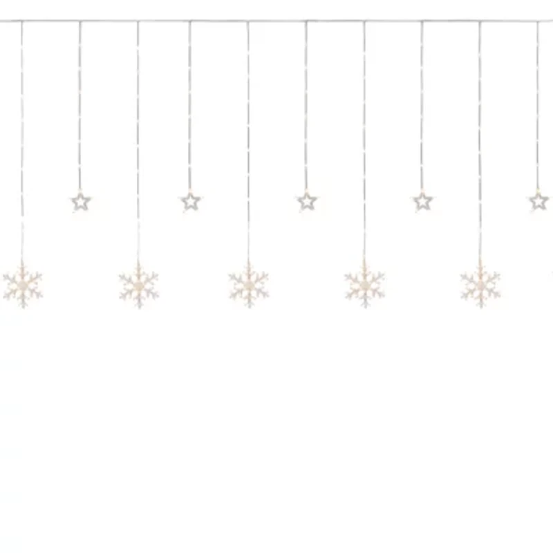 Northlight B/O Star And Snowflake Window Curtain - Clear Led - 5.75ft - Clear Wire - 250ct String Lights