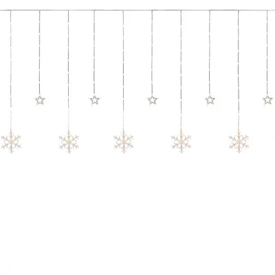 Northlight B/O Star And Snowflake Window Curtain - Clear Led - 5.75ft - Clear Wire - 250ct String Lights