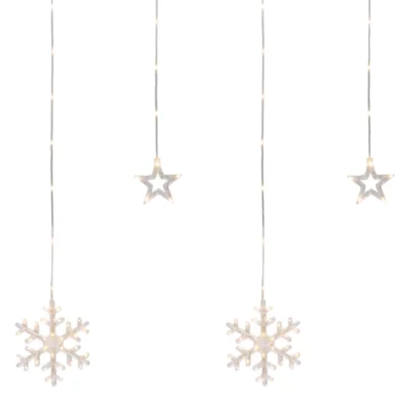 Northlight B/O Star And Snowflake Window Curtain - Clear Led - 5.75ft - Clear Wire - 250ct String Lights