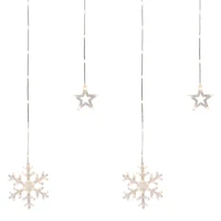 Northlight B/O Star And Snowflake Window Curtain - Clear Led - 5.75ft - Clear Wire - 250ct String Lights