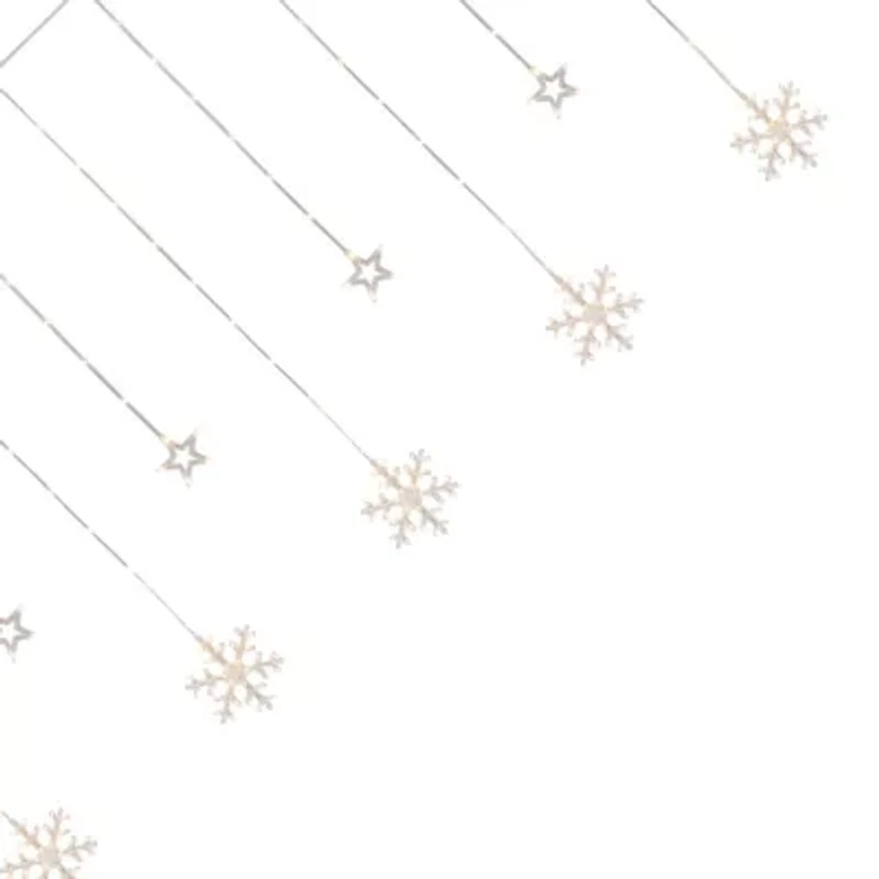 Northlight B/O Star And Snowflake Window Curtain - Clear Led - 5.75ft - Clear Wire - 250ct String Lights