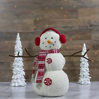 Northlight Plush Snowman With Button Snowflakes And Earmuffs - 21.5in - Christmas Tabletop Decor