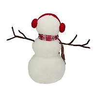 Northlight Plush Snowman With Button Snowflakes And Earmuffs - 21.5in - Christmas Tabletop Decor