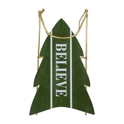 Northlight Wooden Inbelievein Snow Sled - 18.25in - Green Christmas Tabletop Decor