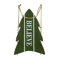 Northlight Wooden Inbelievein Snow Sled - 18.25in - Green Christmas Tabletop Decor