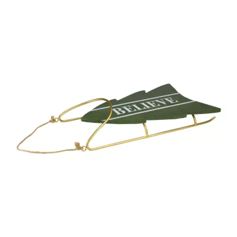 Northlight Wooden Inbelievein Snow Sled - 18.25in - Green Christmas Tabletop Decor