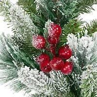 Northlight Real Touch™️ Flocked Calloway Fir With Berries - 24in - Unlit Wreath
