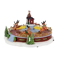 Northlight Animated And Musical Reindeer Ride Led Lighted - 12in Plays Music Christmas Village