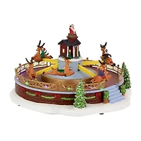 Northlight Animated And Musical Reindeer Ride Led Lighted - 12in Plays Music Christmas Village