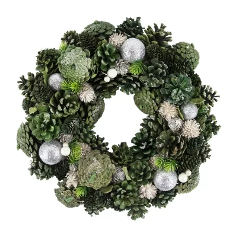 Northlight Green Pinecone And Foliage 14in Unlit Wreath