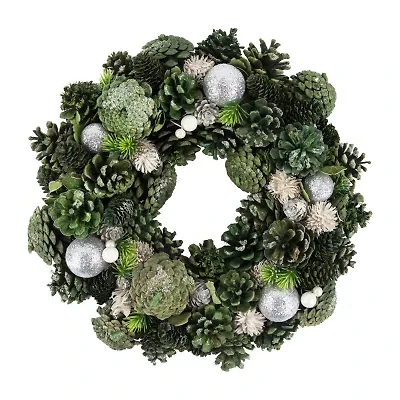 Northlight Green Pinecone And Foliage 14in Unlit Wreath
