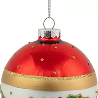 Northlight Set Of 2 Holly And Berries Glittered Glass Ball 4in Christmas Ornament