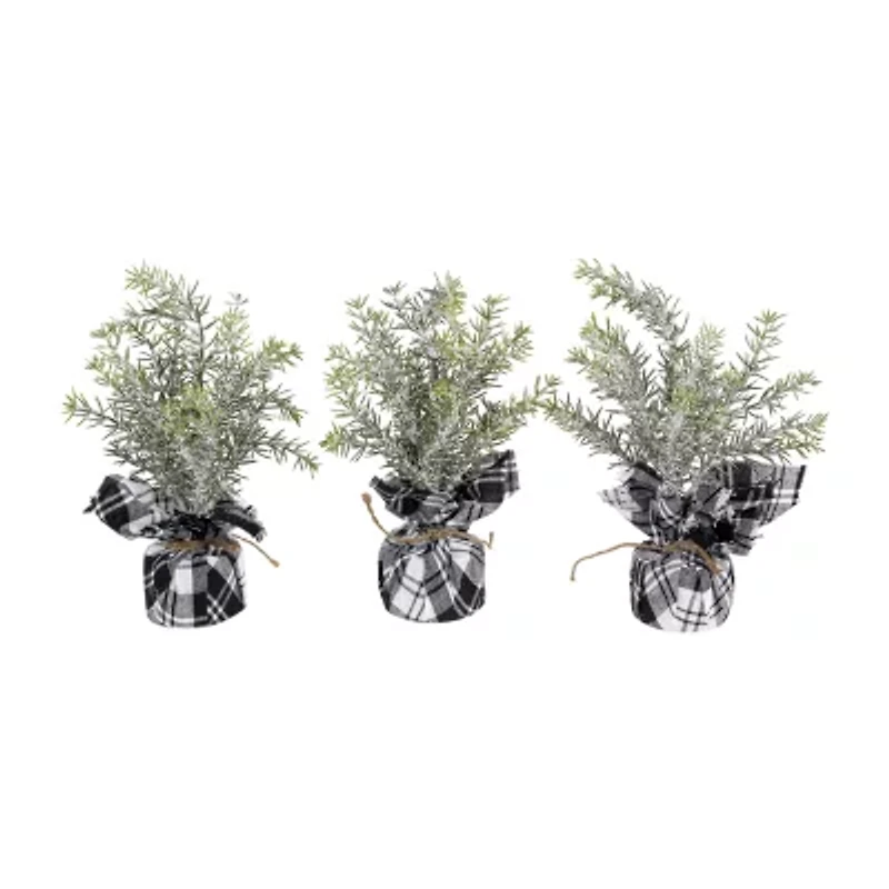 Northlight Mini Frosted Pine - 10in - Set Of 3 1 Foot Pine Christmas Tree