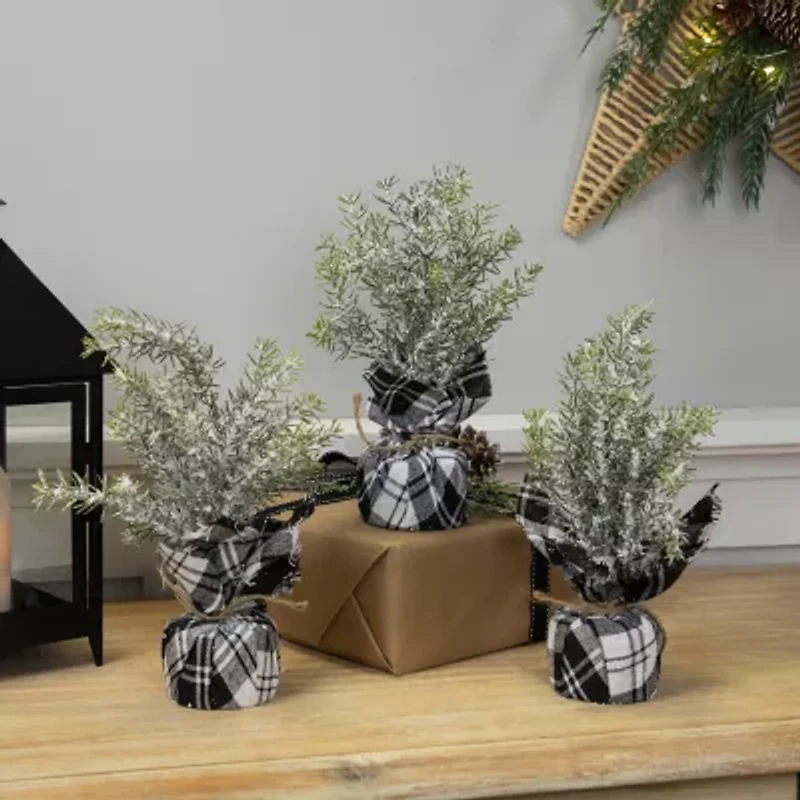 Northlight Mini Frosted Pine - 10in - Set Of 3 1 Foot Pine Christmas Tree