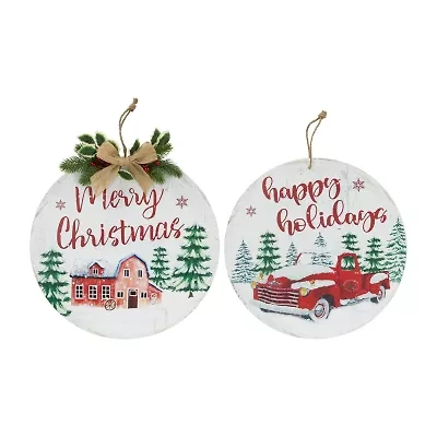 Northlight Merry And Happy Holidays Wood S - 15.75in - Set Of 2 Wall Sign