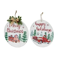 Northlight Merry And Happy Holidays Wood S - 15.75in - Set Of 2 Wall Sign
