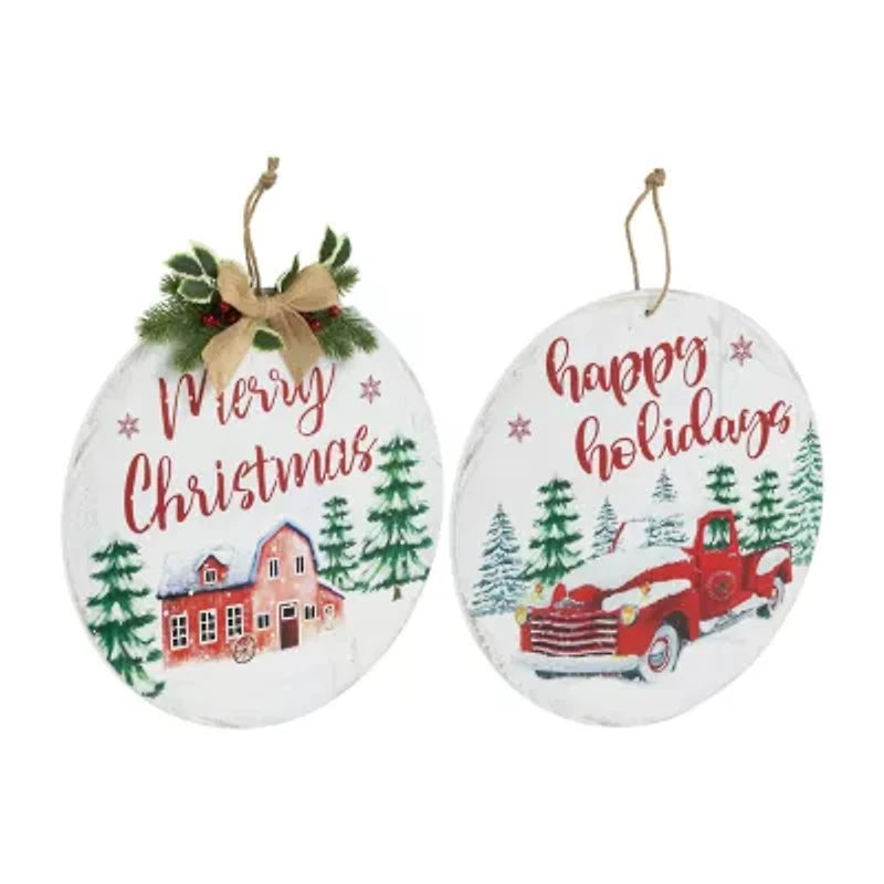 Northlight 16" Merry And Happy Holidays Wood Wall Sign