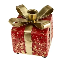 Northlight 4.5in Red Metal Gift Box Taper Candle Holder