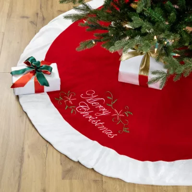 Northlight 48in Traditional Red Merry Velveteen Indoor Tree Skirt