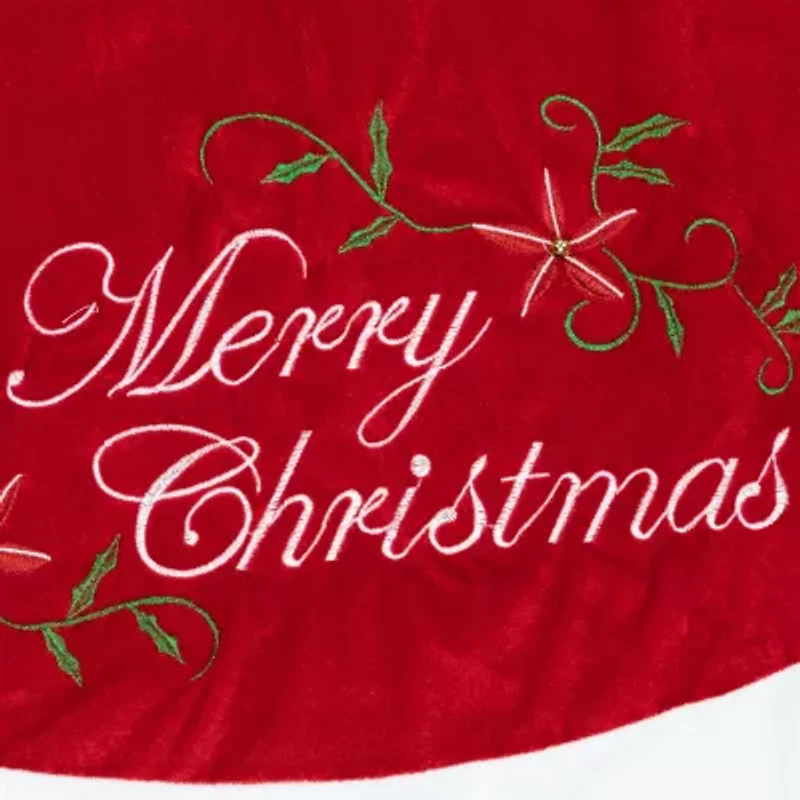 Northlight 48in Traditional Red Merry Velveteen Indoor Tree Skirt