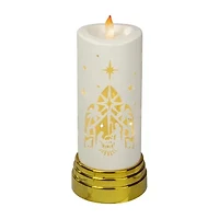 Northlight 9in Gold And White Nativity Scene Flameless Candle