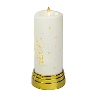 Northlight 9in Gold And White Nativity Scene Flameless Candle