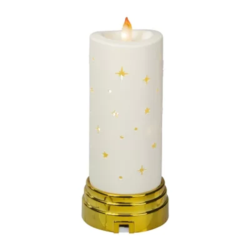 Northlight 9in Gold And White Nativity Scene Flameless Candle