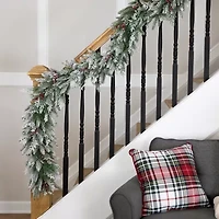 Northlight Real Touch™️ Flocked Wind River Fir With Berries - 7ft X 12in - Unlit Christmas Indoor Garland