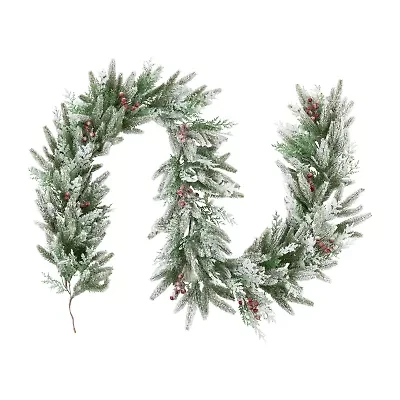 Northlight 7ft Flocked Wind River Fir With Berries Christmas Indoor Garland