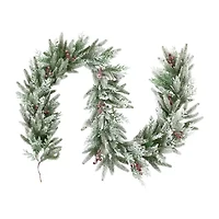 Northlight 7ft Flocked Wind River Fir With Berries Christmas Indoor Garland