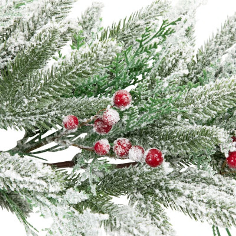 Northlight Real Touch™️ Flocked Wind River Fir With Berries - 7ft X 12in - Unlit Christmas Indoor Garland
