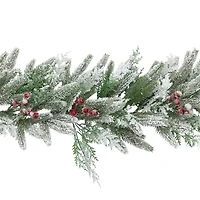 Northlight Real Touch™️ Flocked Wind River Fir With Berries - 7ft X 12in - Unlit Christmas Indoor Garland