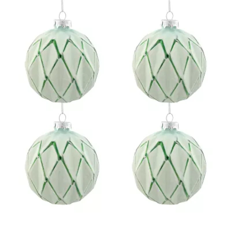 Northlight 4ct Emerald Green And White Matte Ball 4in (100mm) Christmas Ornament