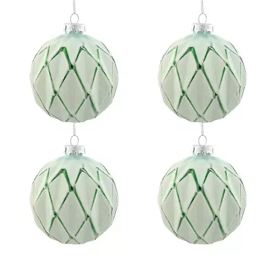 Northlight 4ct Emerald Green And White Matte Ball 4in (100mm) Christmas Ornament