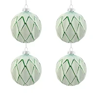 Northlight 4ct Emerald Green And White Matte Ball 4in (100mm) Christmas Ornament