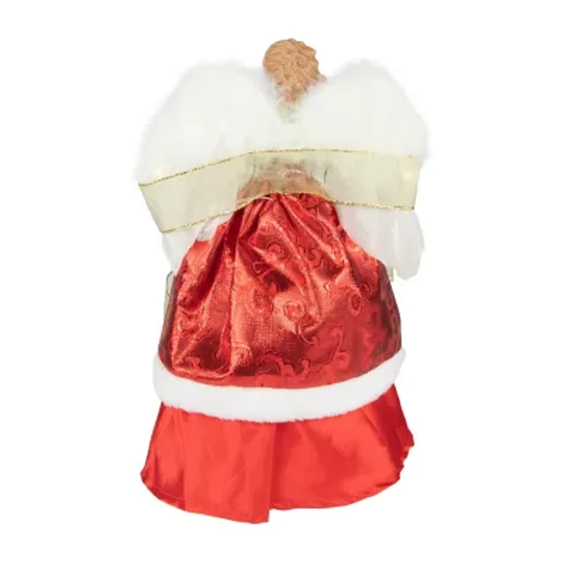 Northlight Angel With Lighted Wings - 14in - Red And White Christmas Tree Topper