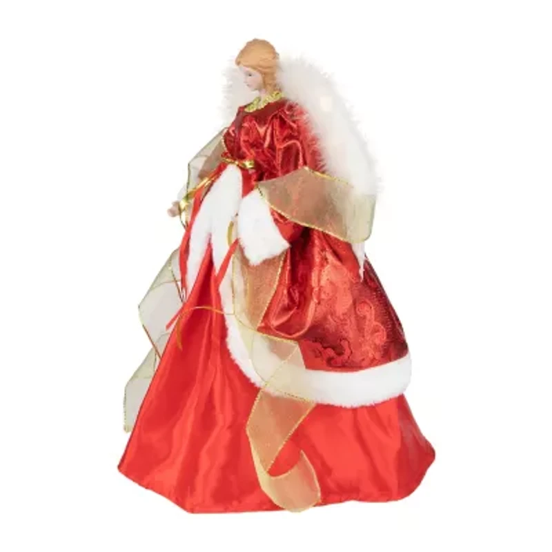 Northlight Angel With Lighted Wings - 14in - Red And White Christmas Tree Topper