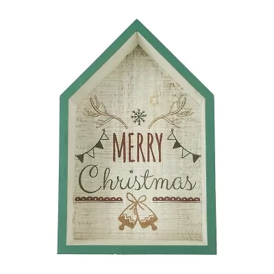 Northlight 11.75in Green Merry 3-D House Wall Sign