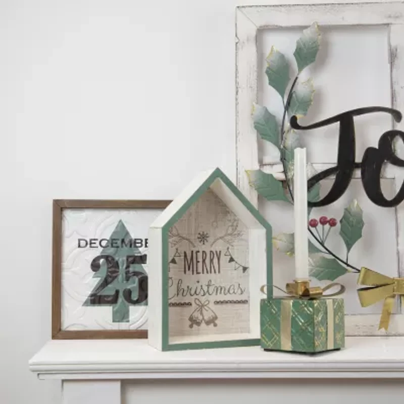 Northlight 11.75in Green Merry 3-D House Wall Sign